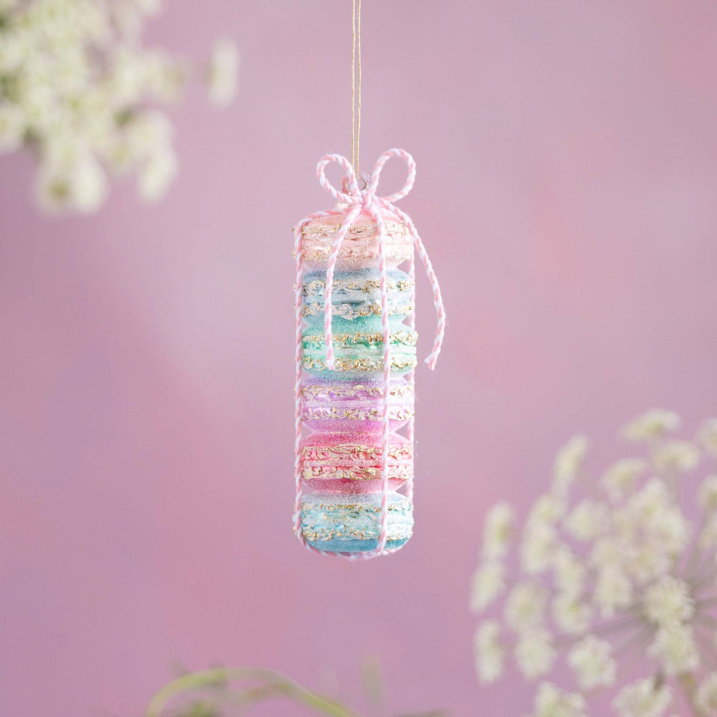 Glitterville Macaron Stack Ornament , Glass, 5"