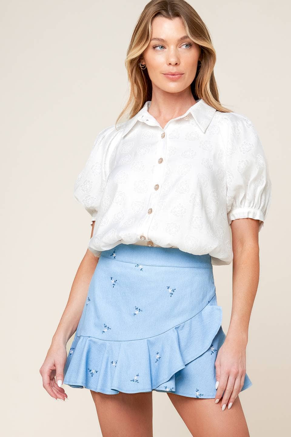 Floral Embroidered Skort