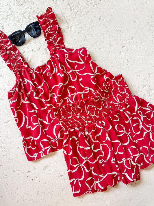 Crimson Bows Top