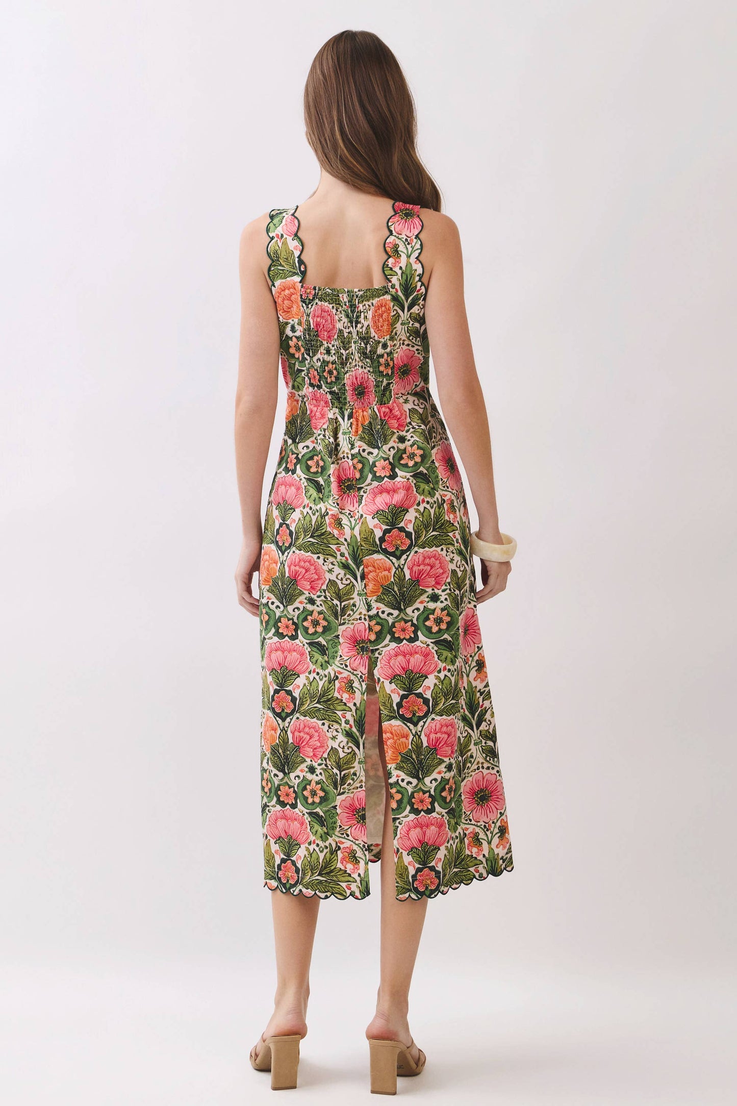 Floral Scallop Midi Dress