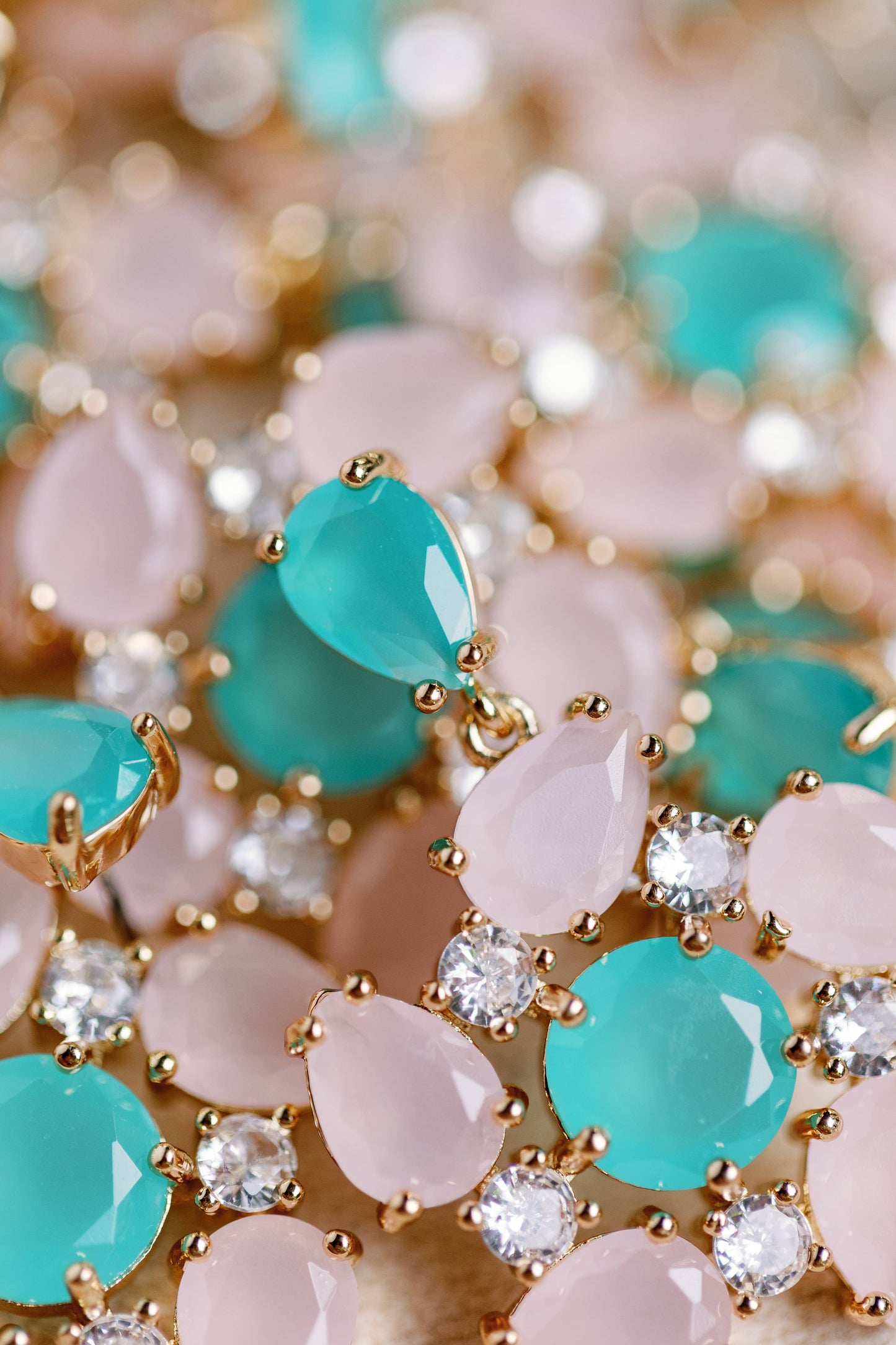 Pink and Turquoise Statement Earrings