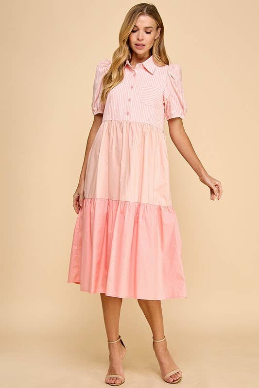 Color blocked Midi Dress