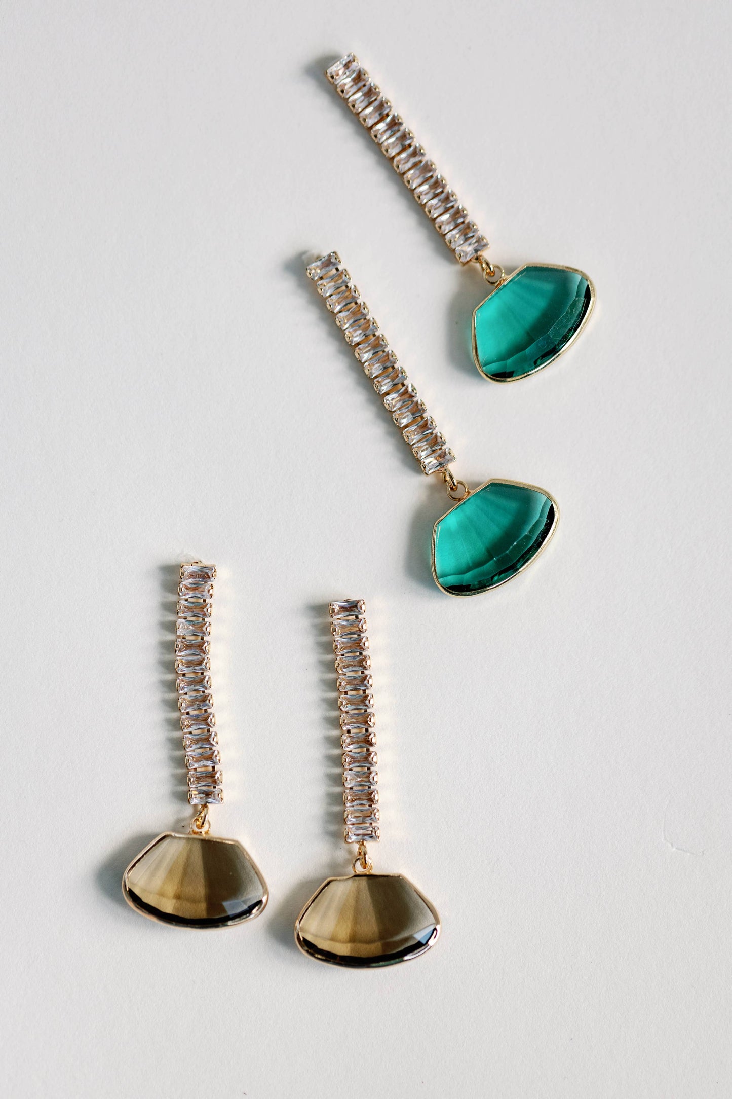 Emerald Swingy Diamond Drop Holiday Statement Earrings