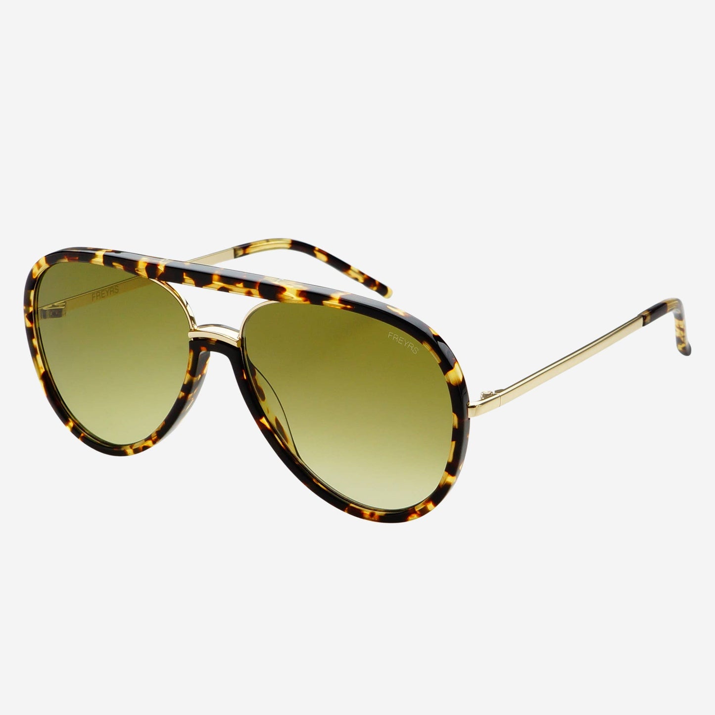 Shay (NEW) Unisex Aviator Sunglasses: Tortoise / Light Green