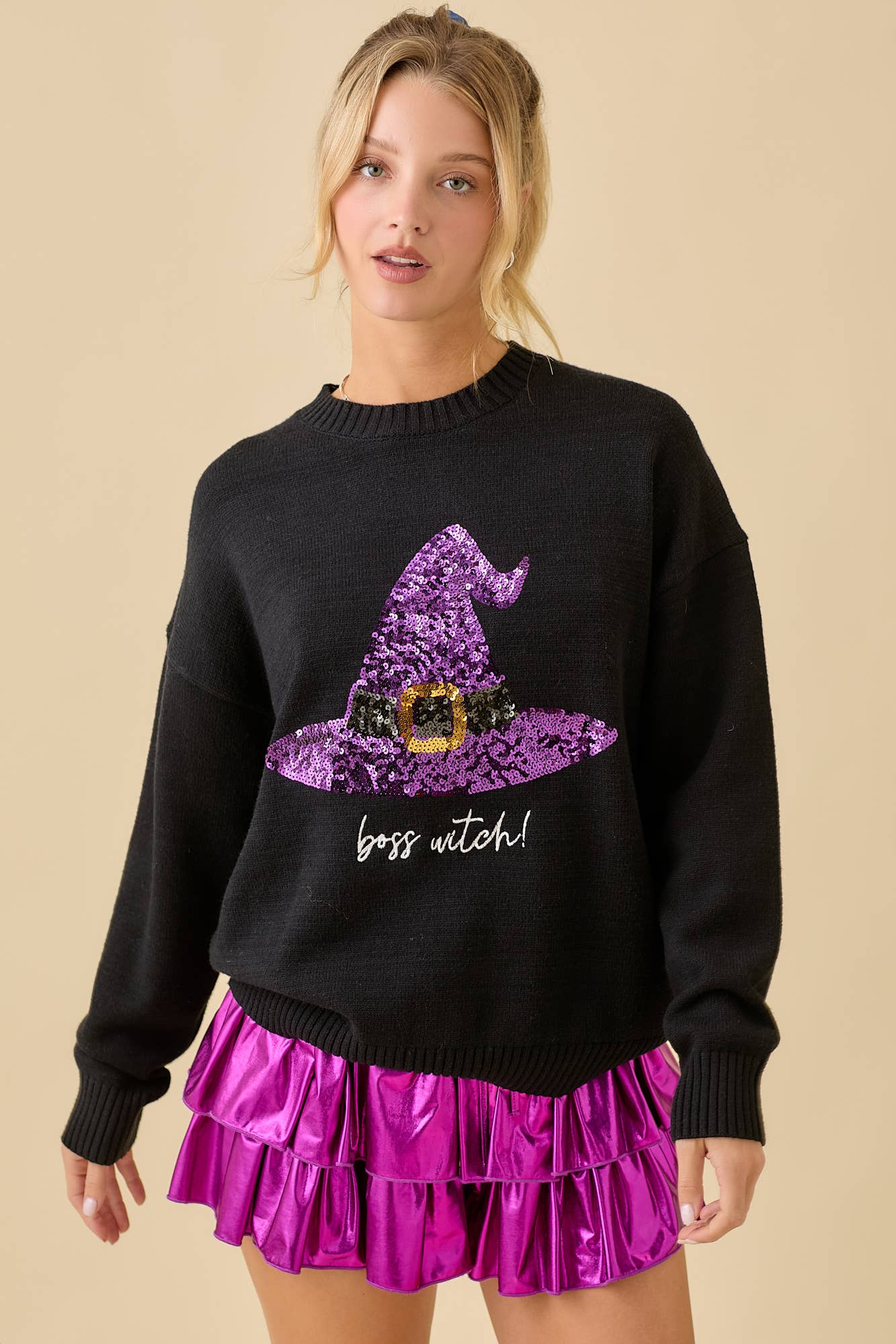 Sequin Witch Hat Sweater