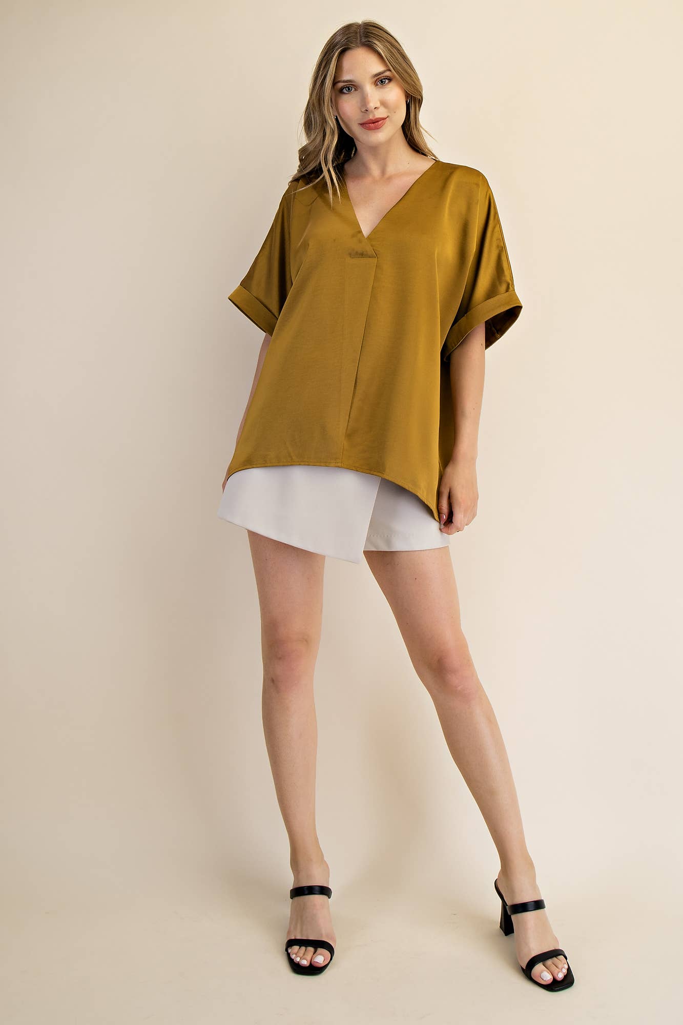 The Erica Hi Lo Blouse - Rust