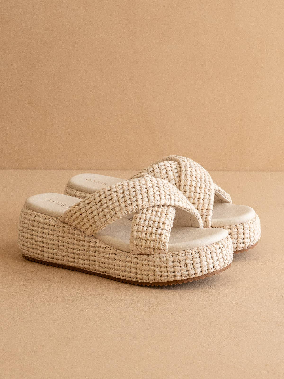 The Fresno | Ivory Raffia Platform Sandal: