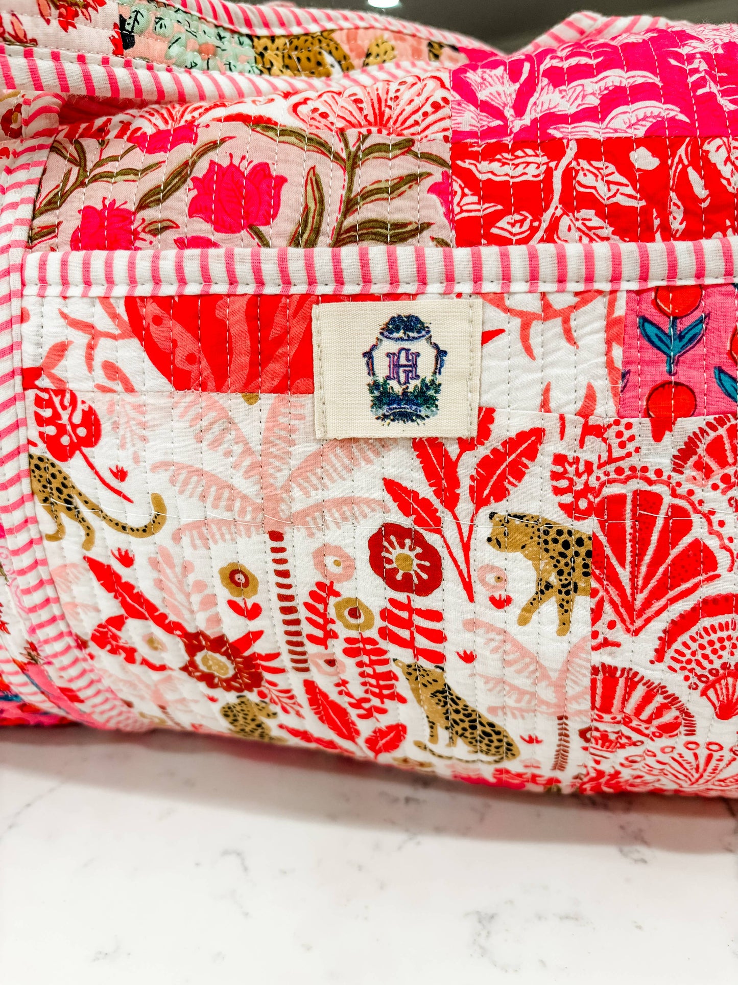 Pink City Large Quilted Duffel Bag
