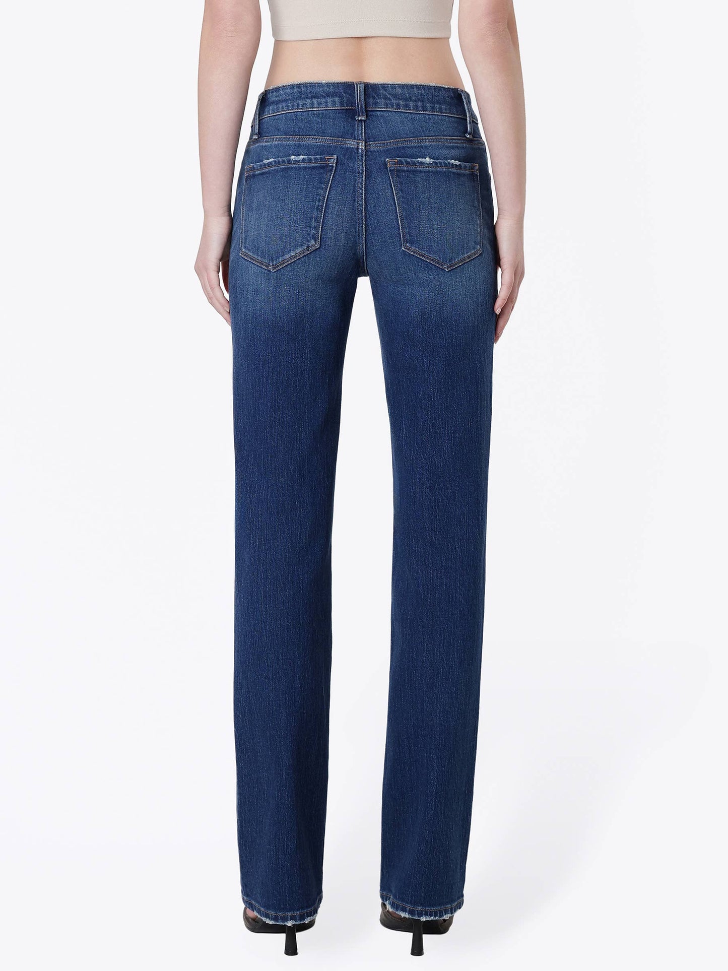 Mid Rise Dark Straight Jeans