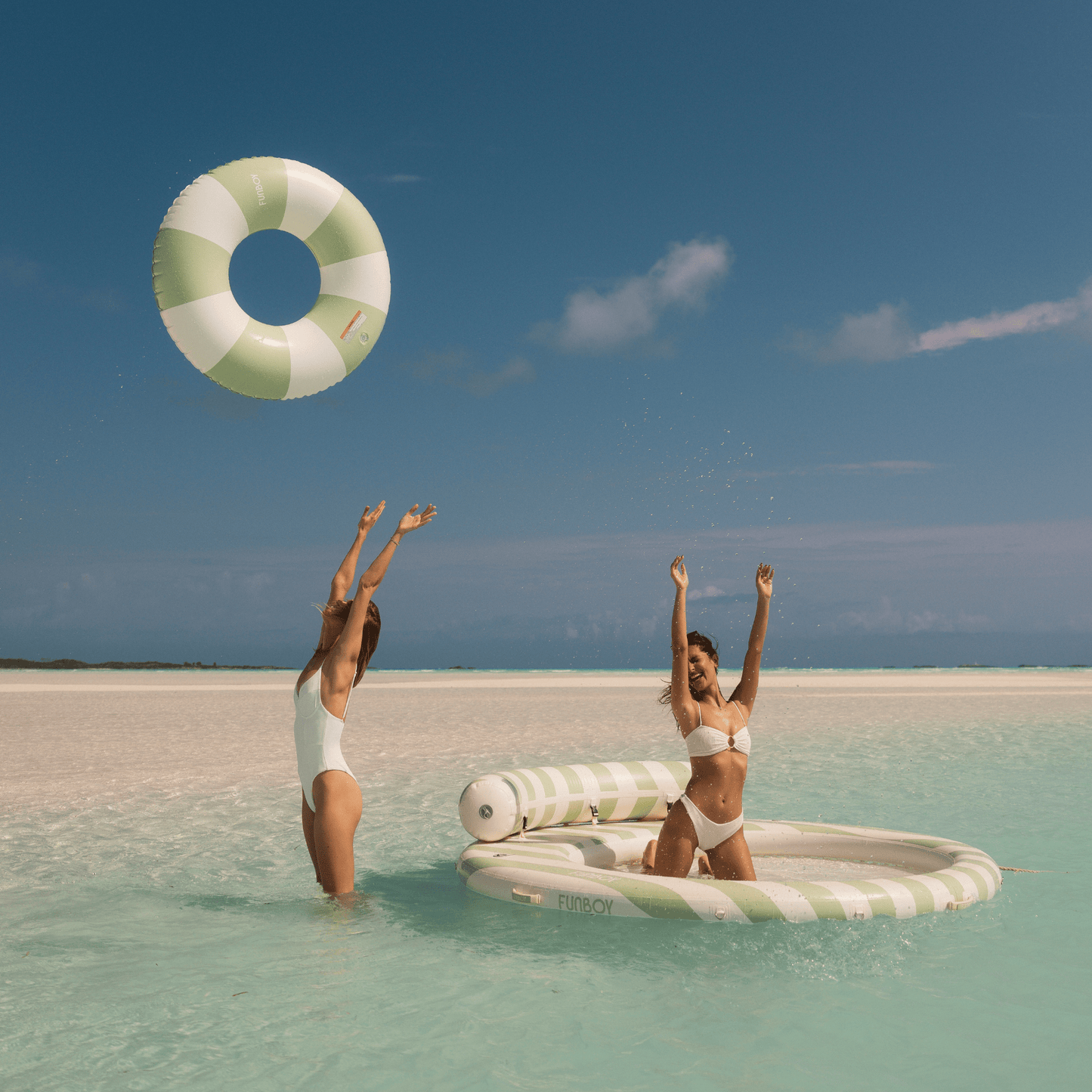 Sage Vintage Stripe Tube Float