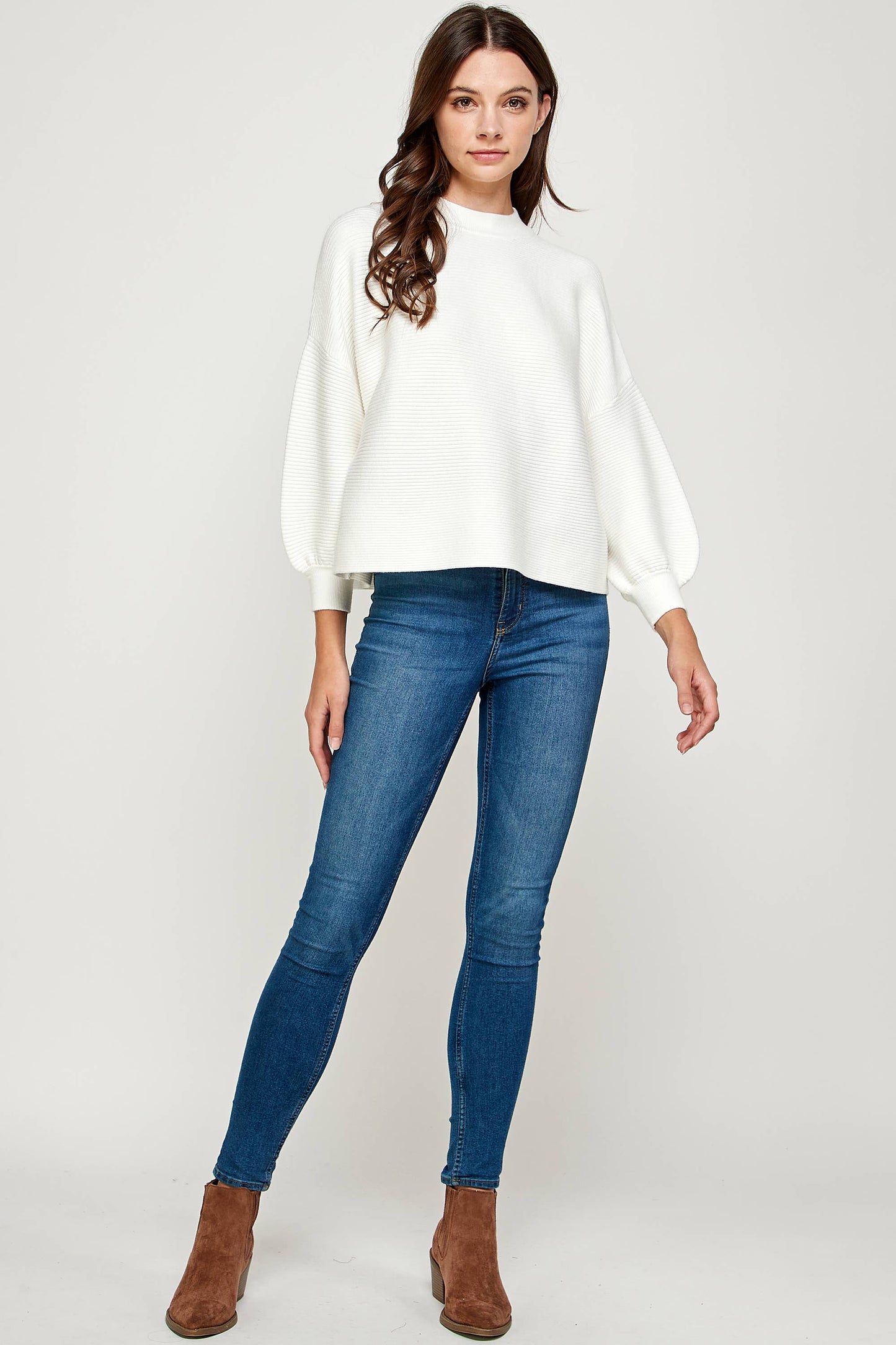 Balloon Sleeve Sweater - Ivory