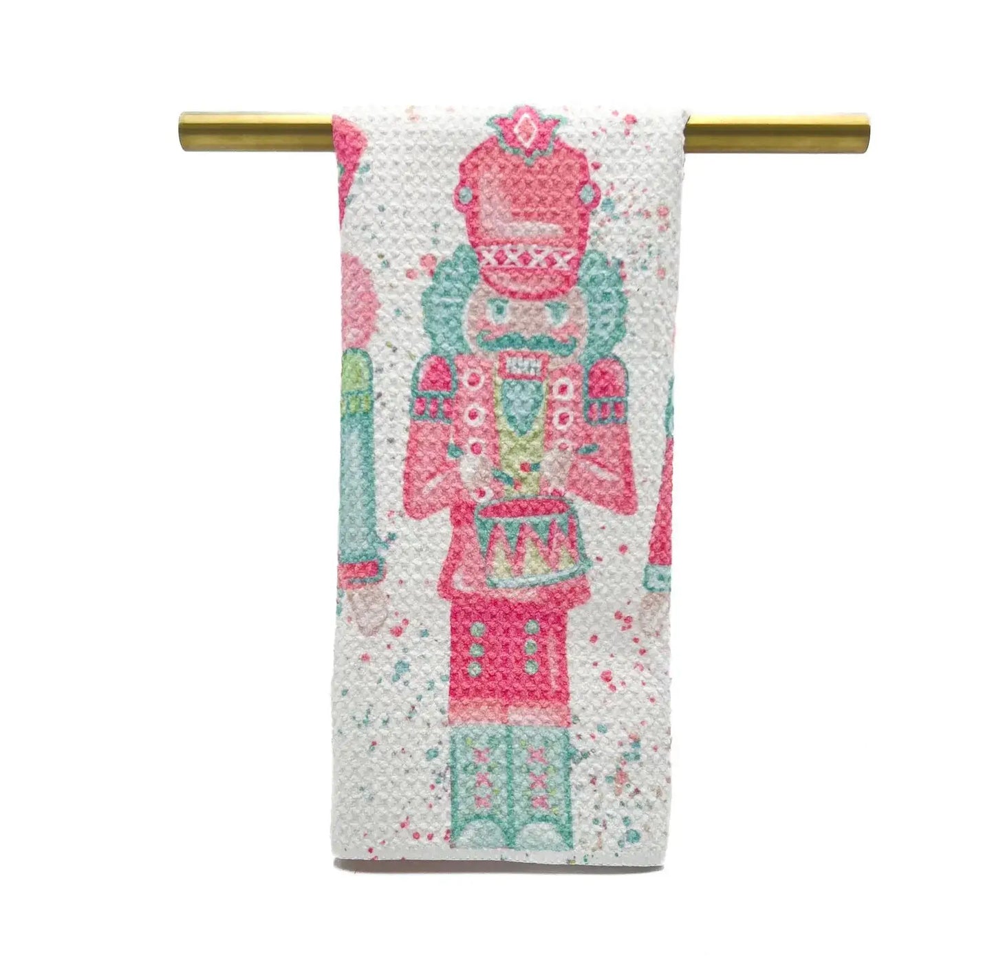 Pink and Mint Nutcrackers Tea Towel