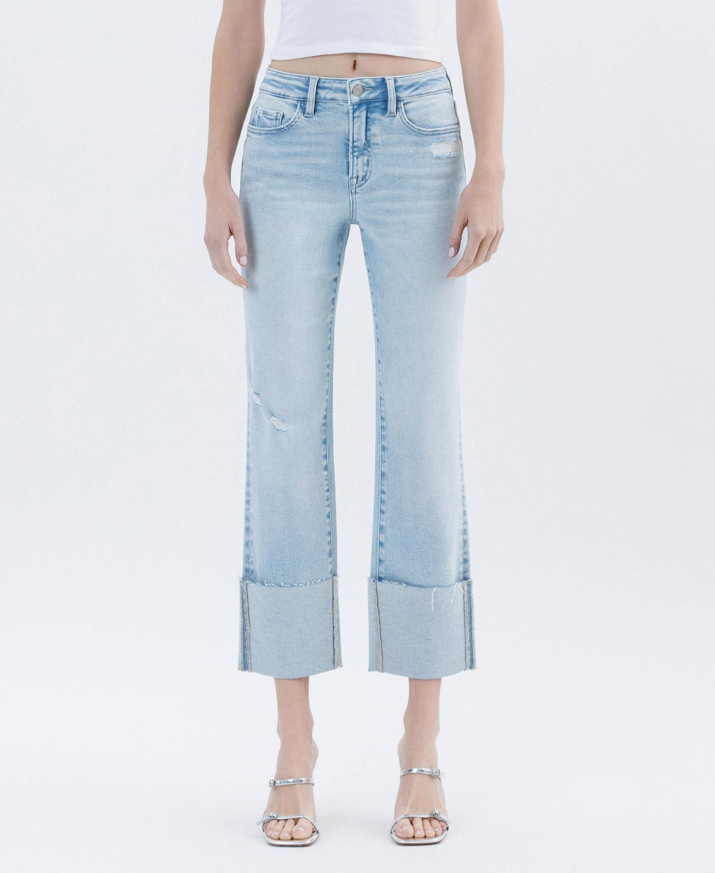 High Rise Cuffed Crop Jeans
