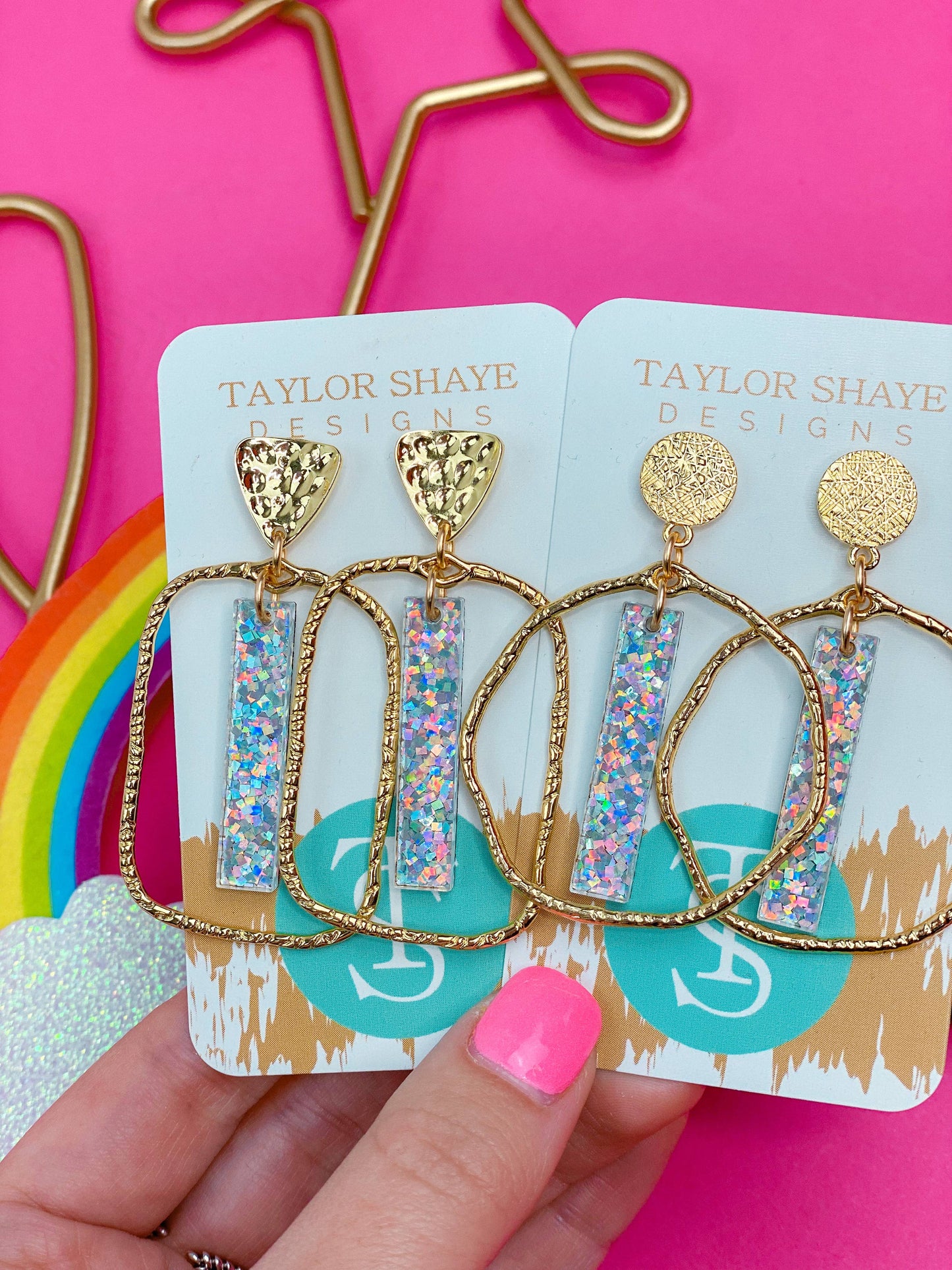 Silver Sequin Stick Hoops: Round