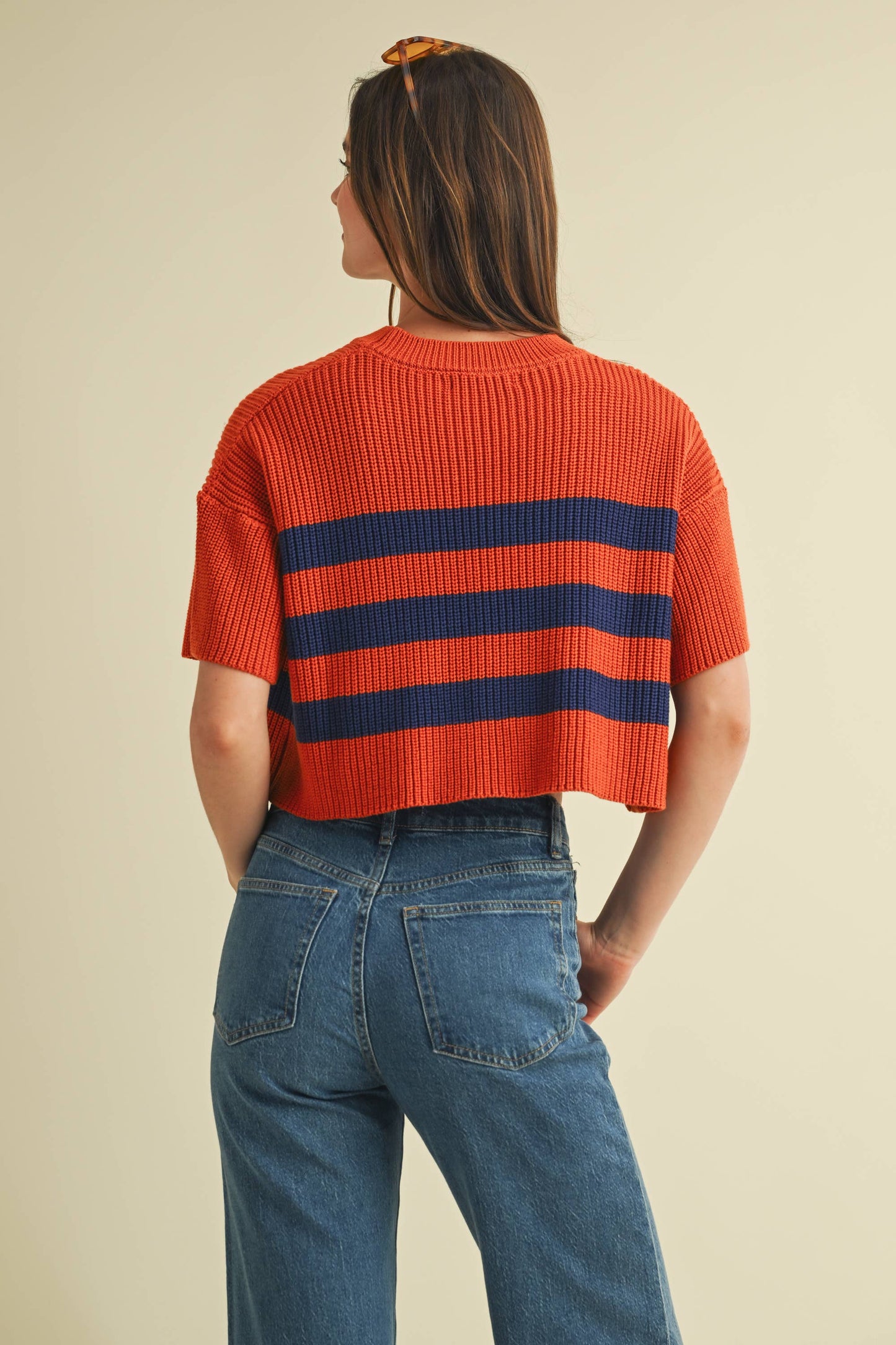 Sweater Top - Orange & Blue