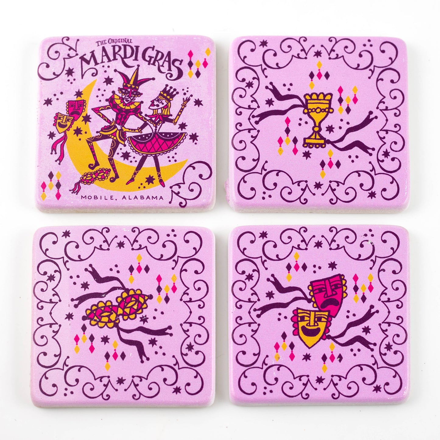 Mobile Mardi Gras Coaster Set