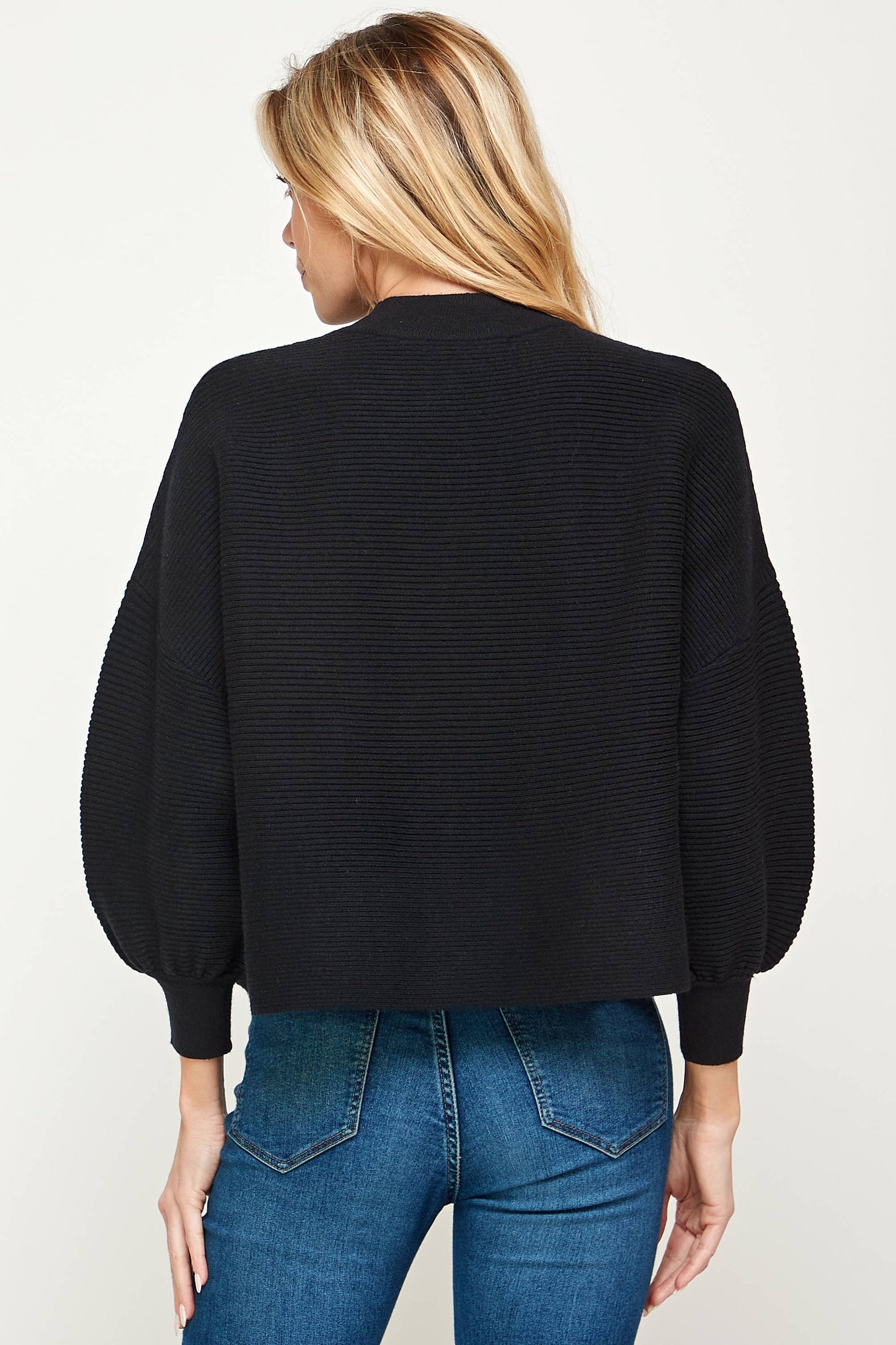 Balloon Sleeve Sweater - Black
