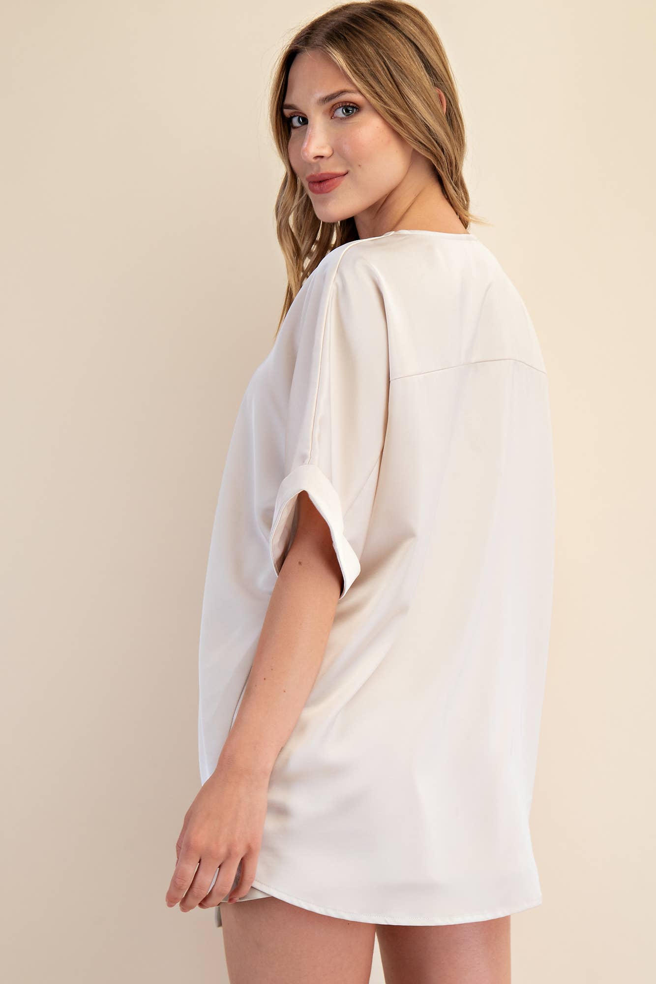 The Erica Hi Lo Blouse - Cream