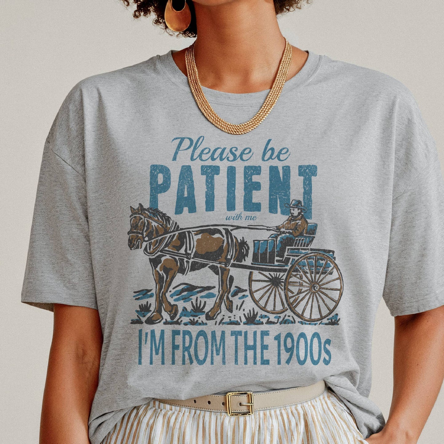 Be Patient Graphic Tee: Ice Blue