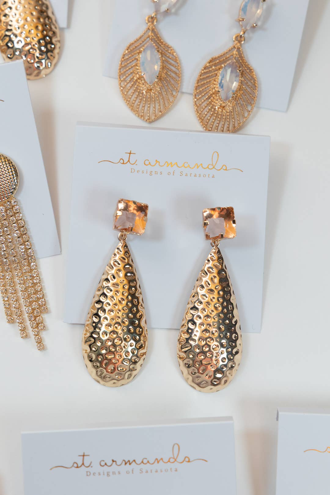 Rosé Bubbles Hammered Rose Gold Statement Earrings