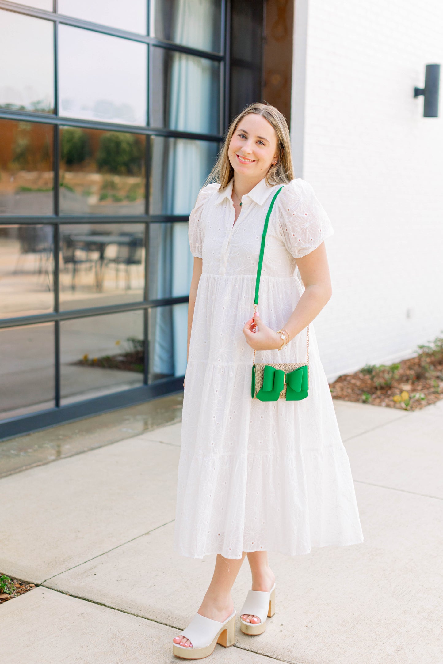 White Eyelet Midi Dress