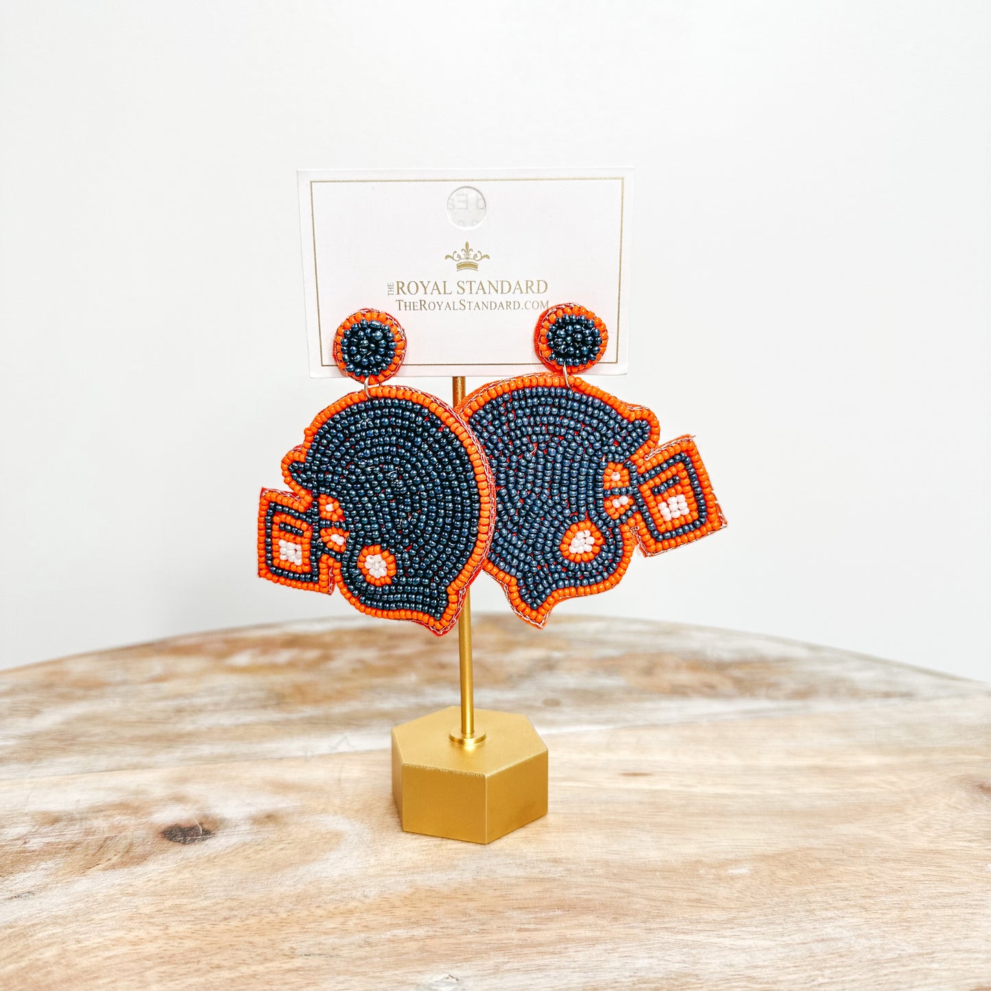 Helmet Beaded Earrings - Navy