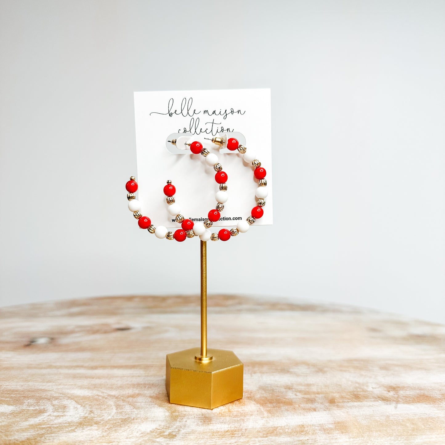 Acrylic Bead Hoops - Red