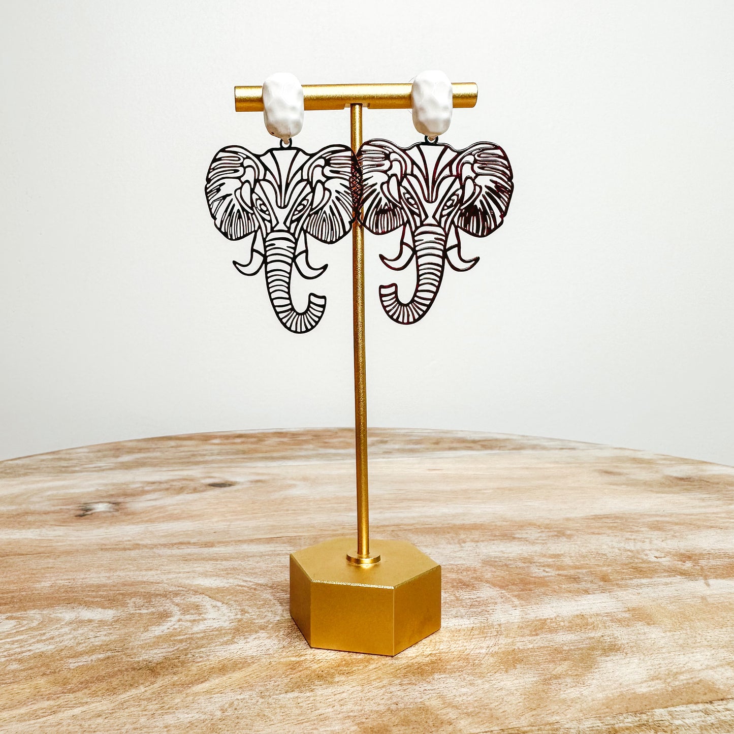 Elephant Filigree Earrings - Red