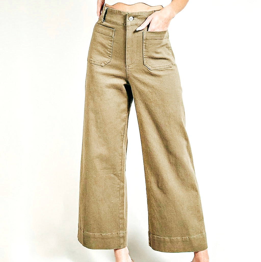 Soft Wide Leg Pants - Olive