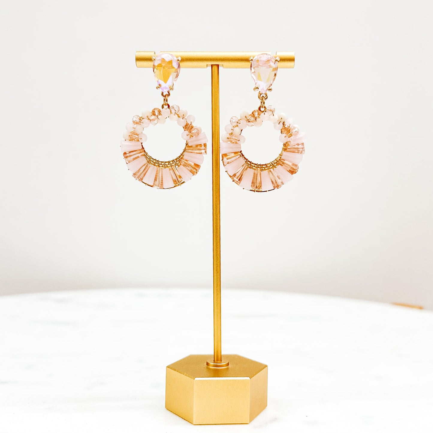 Bead Dangle Earrings - Pink