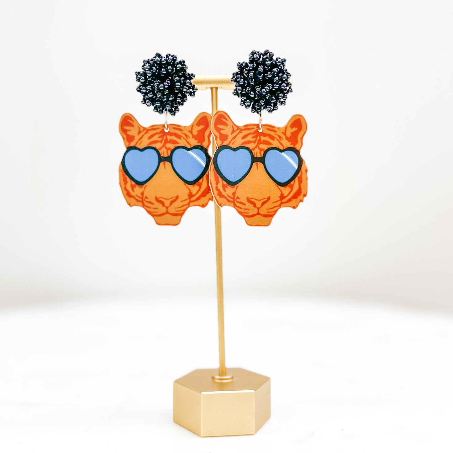 Tiger Earrings - Navy