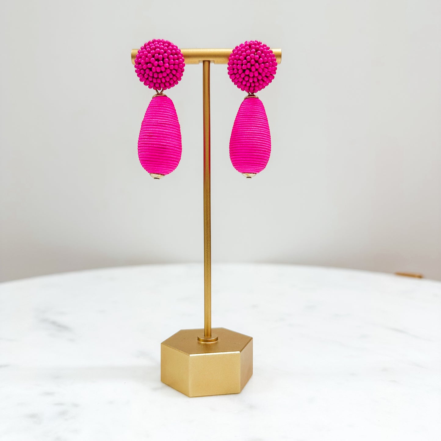 Classy Drop Earrings - Magenta
