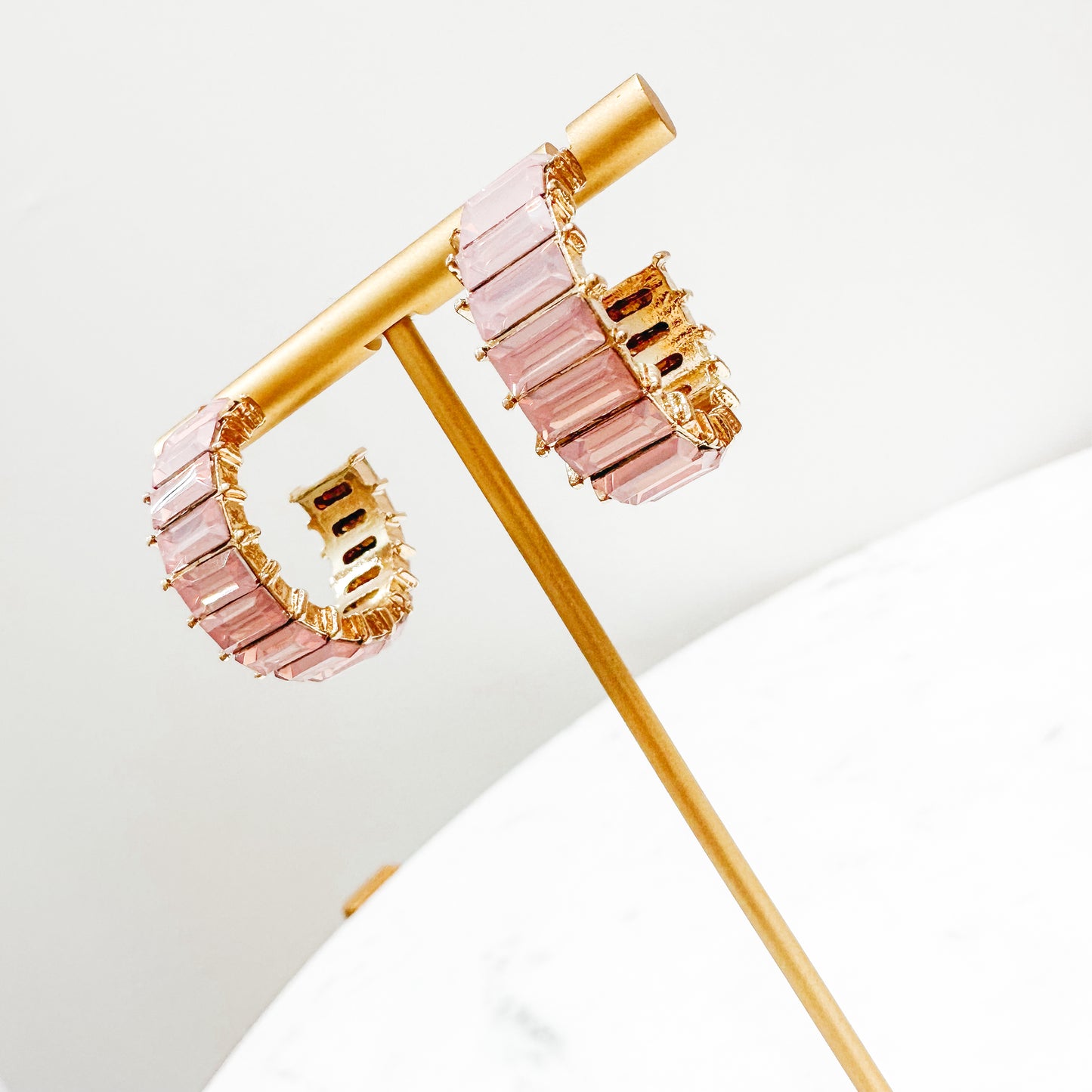 Baguette Hoops - Lt. Pink