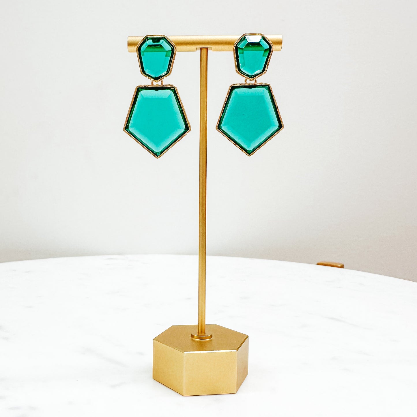 Pentagon Earrings - Green