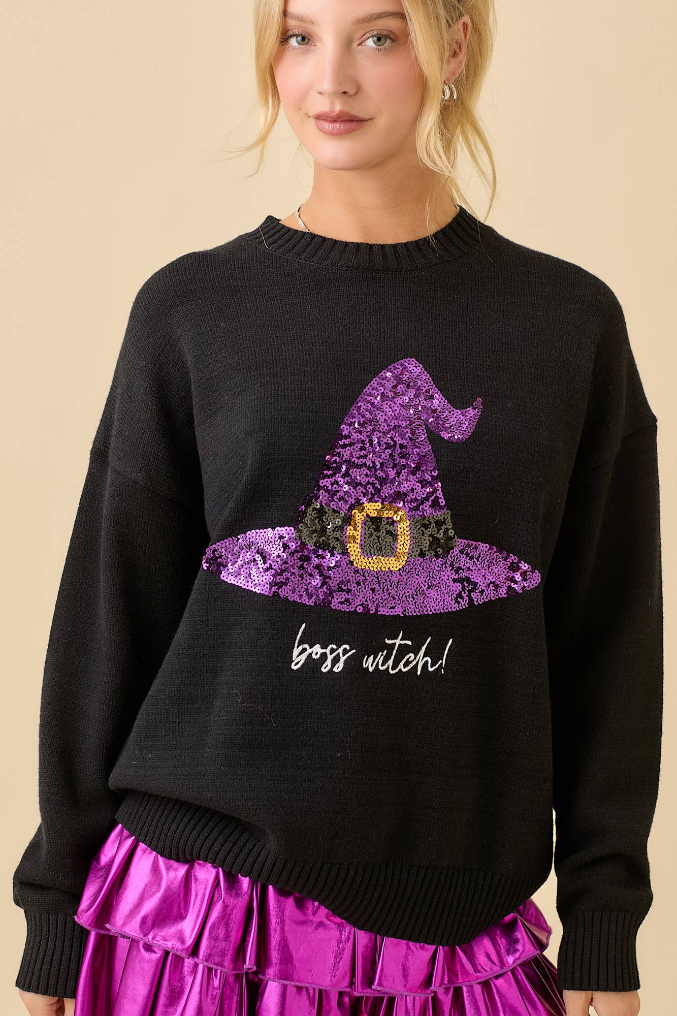 Sequin Witch Hat Sweater