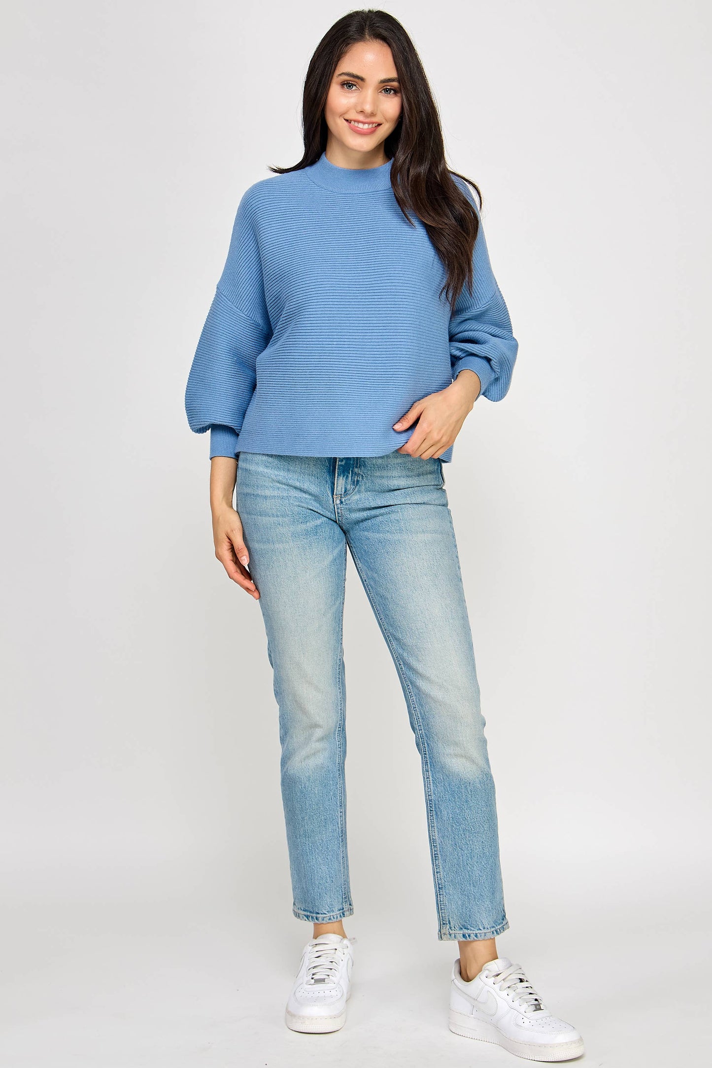 Balloon Sleeve Sweater - Azure