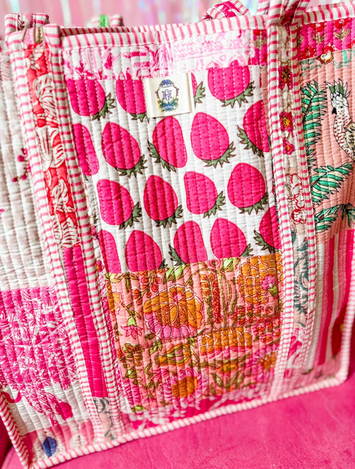 Pink City | Large Quilted Tote Bag
