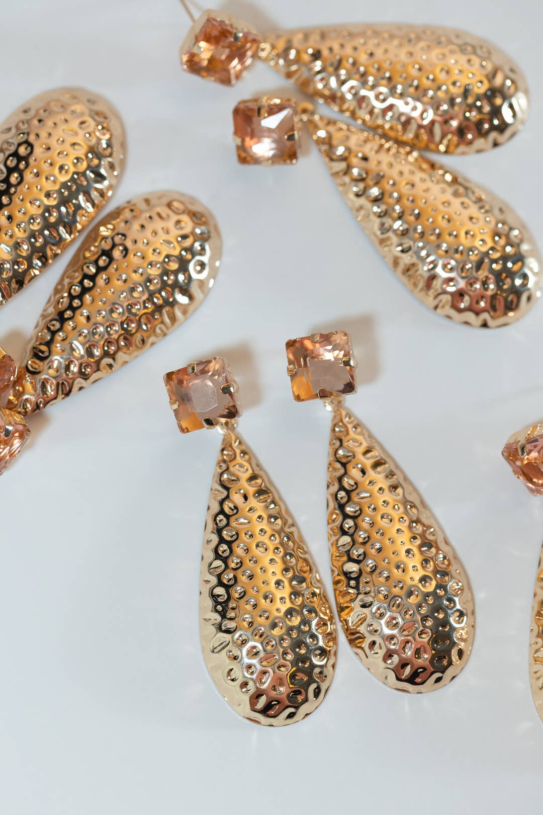 Rosé Bubbles Hammered Rose Gold Statement Earrings