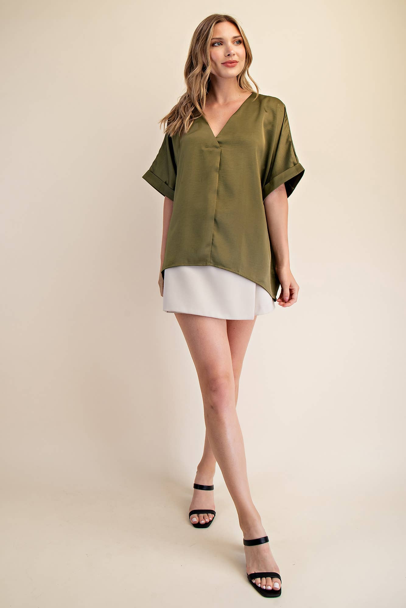 The Erica Hi Lo Blouse - Olive