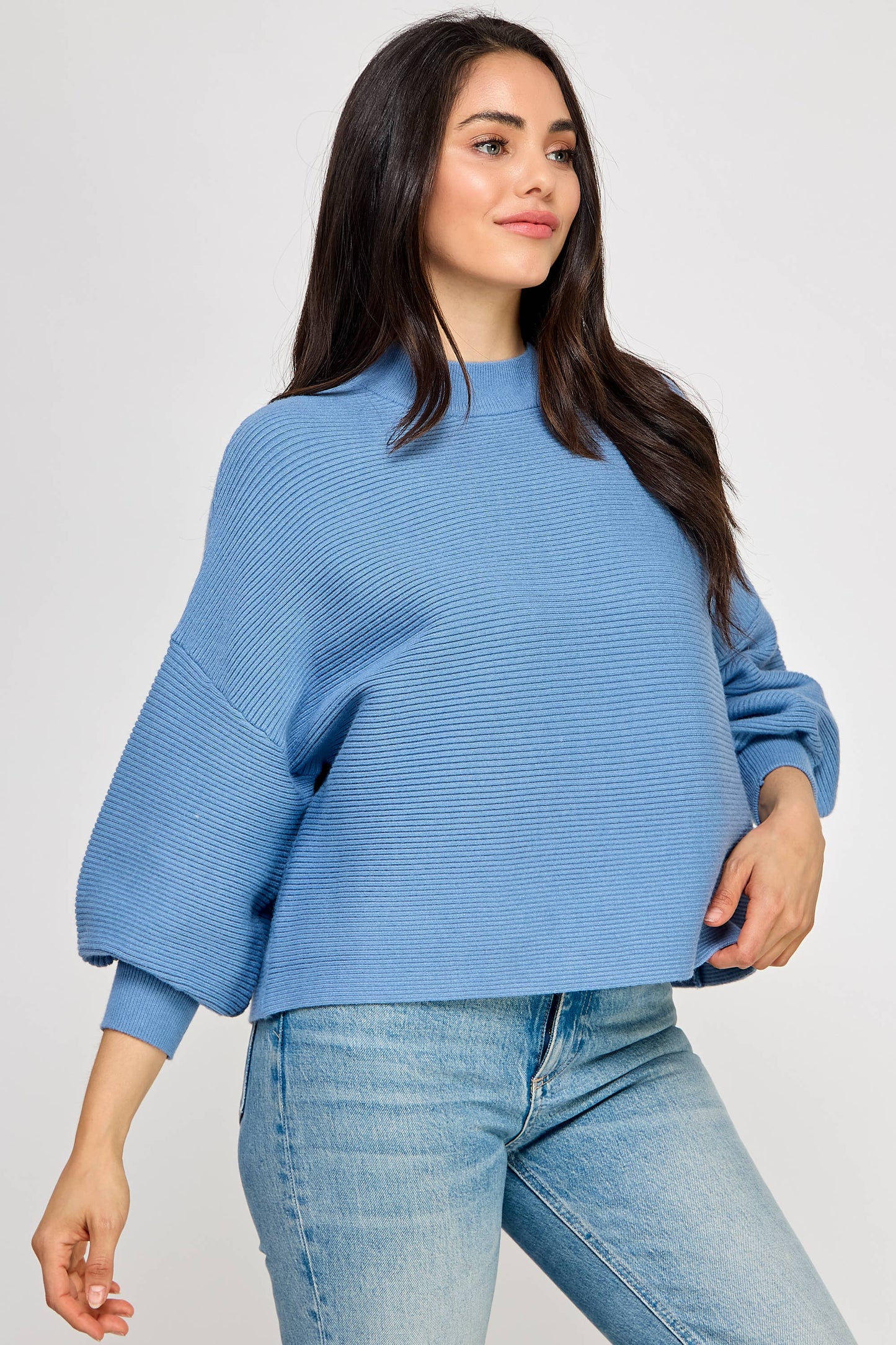 Balloon Sleeve Sweater - Azure