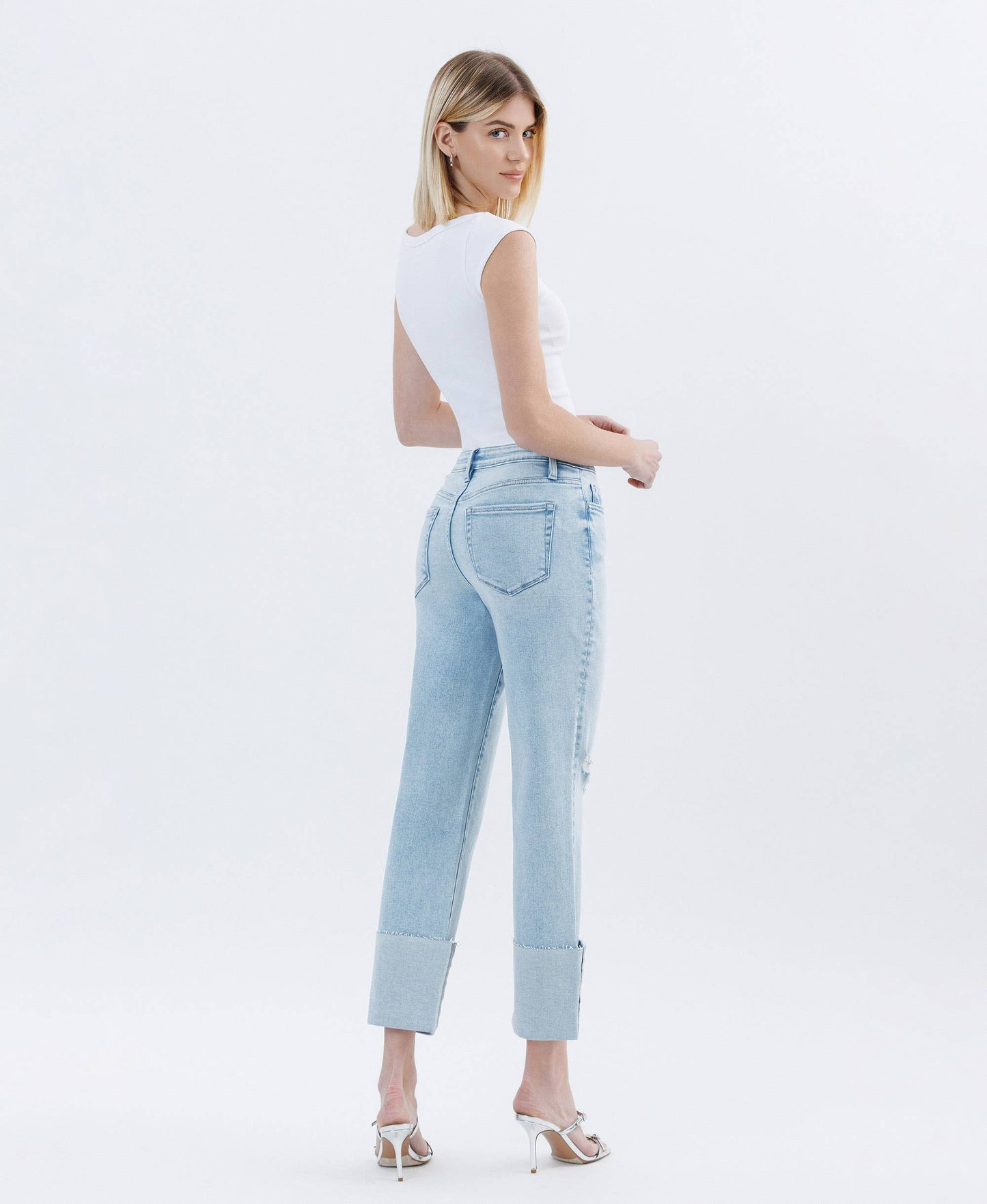 High Rise Cuffed Crop Jeans