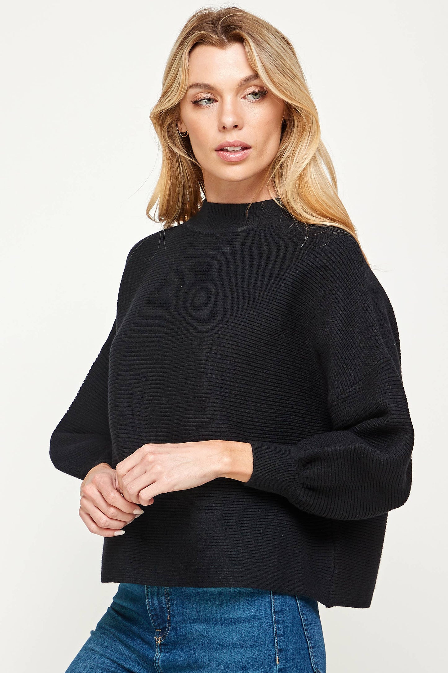 Balloon Sleeve Sweater - Black