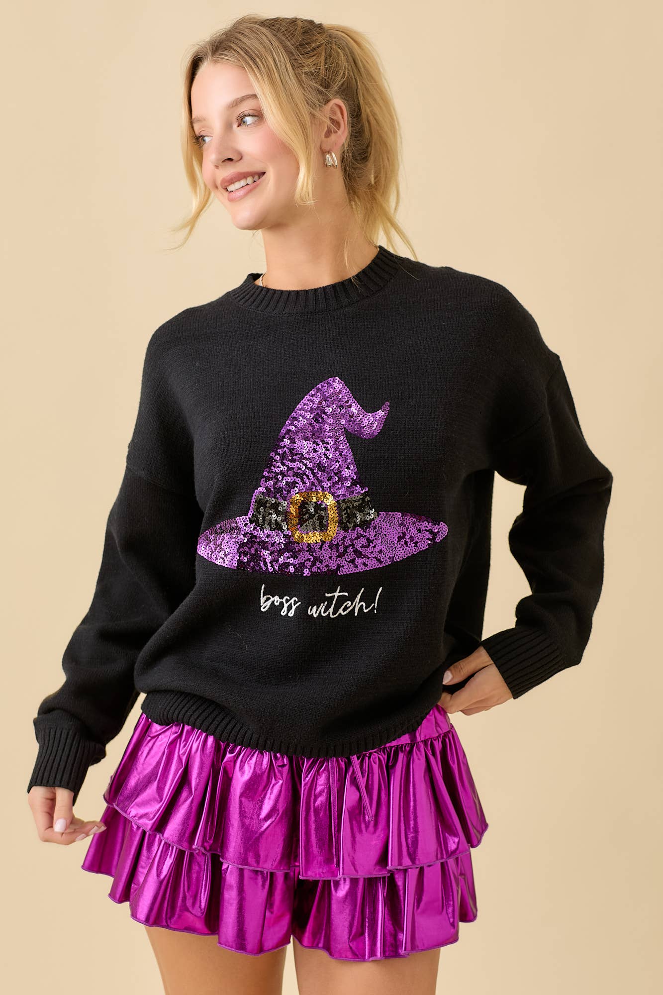 Sequin Witch Hat Sweater