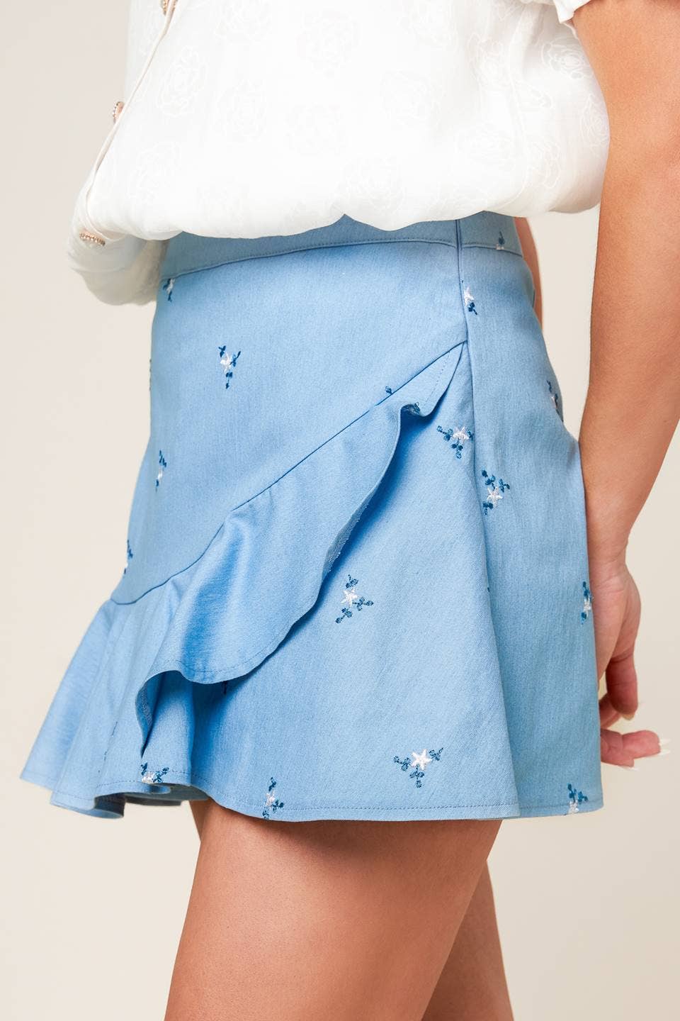 Floral Embroidered Skort