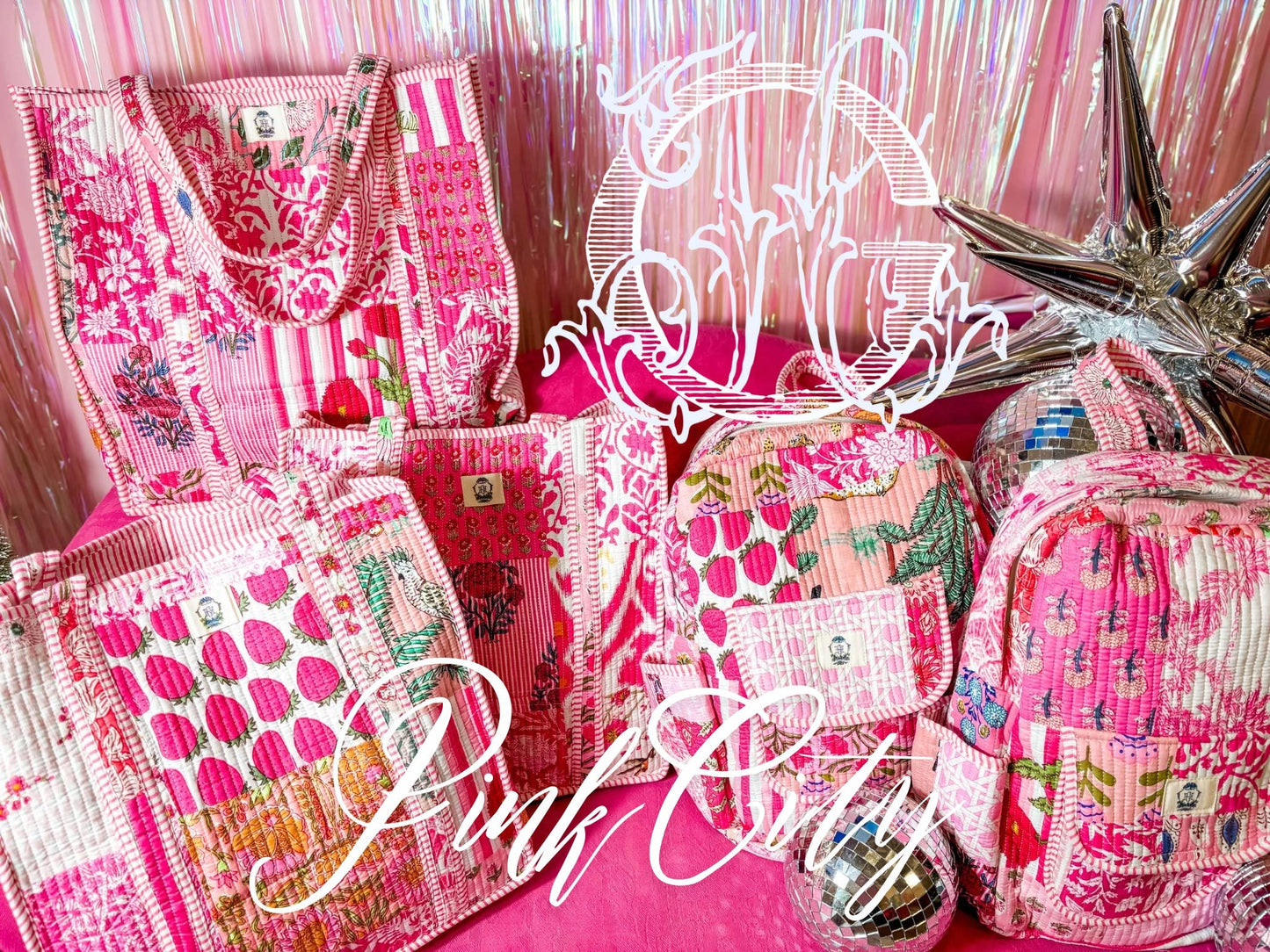 Pink City | Large Quilted Tote Bag