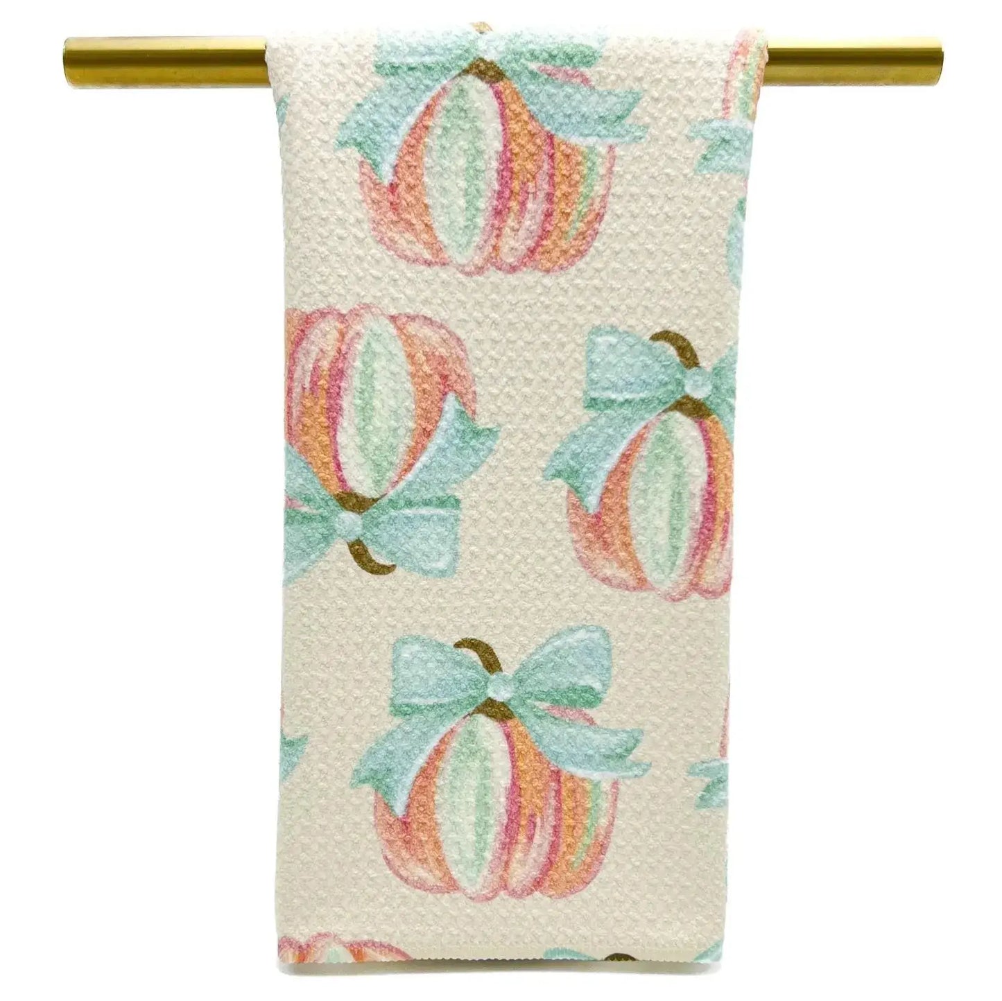Pastel Bow Pumpkin Tea Towel