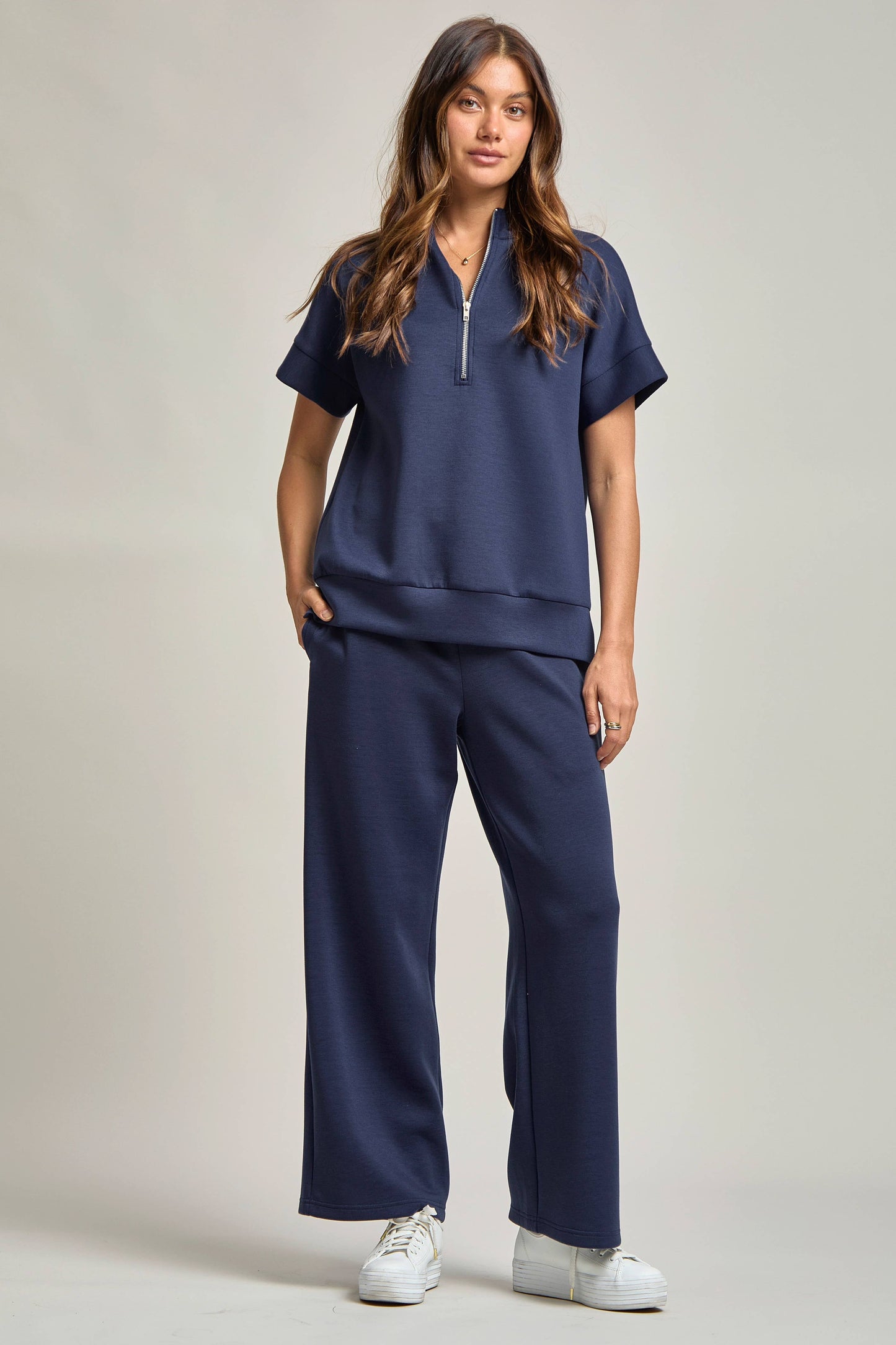 Quarter Zip & Pants Set - Navy