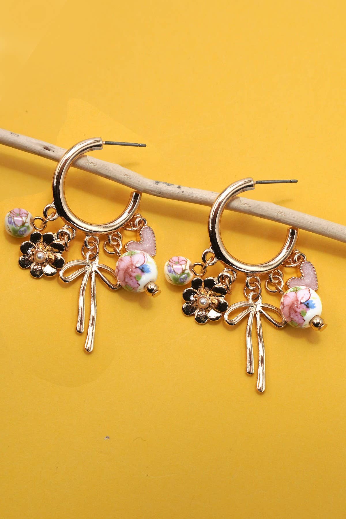 Ceramic Bow Drop Hoop
