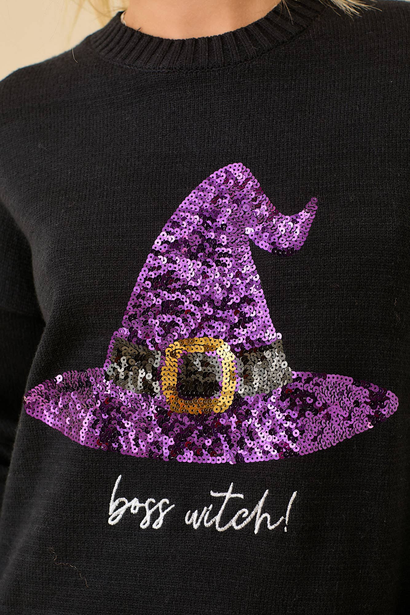 Sequin Witch Hat Sweater