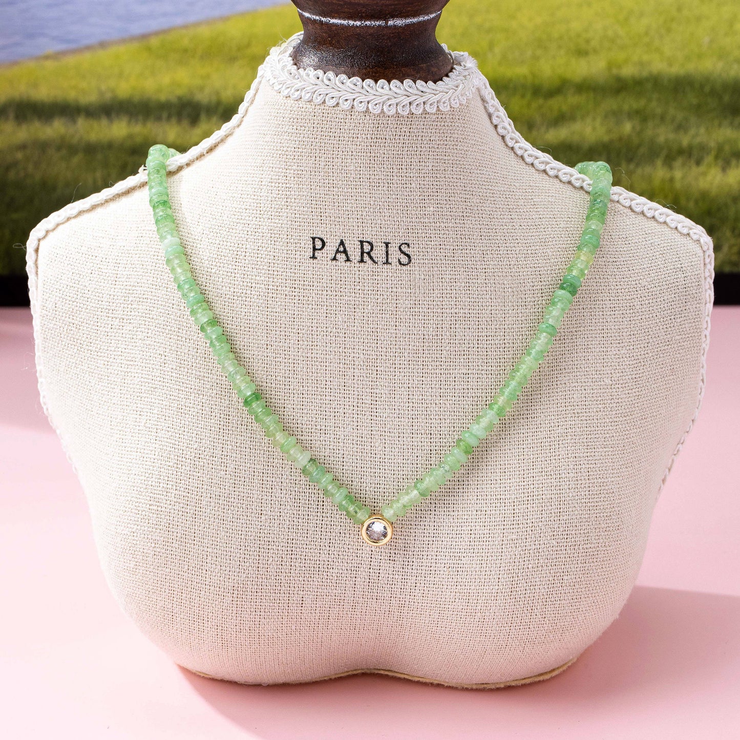 Stone Beaded Necklace - Jade
